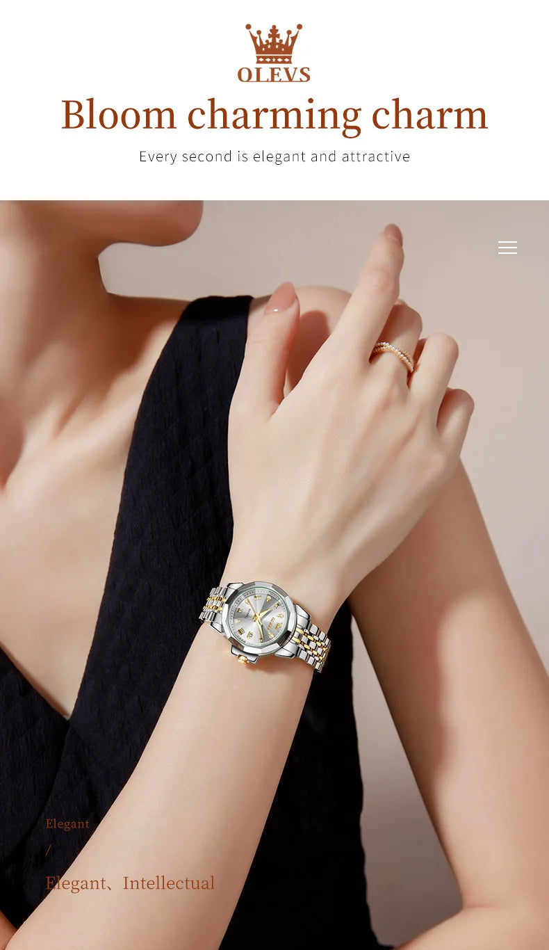 OLEVS 9931X Women Watches Fashion Original Fragrant Quartz Watch Waterproof Rhombus Stainless Steel Date Perfume Ladies Watches
