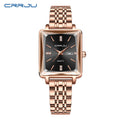 CRRJU Waterproof Women's Square Quartz Dress Watch Ladies Steel Bracelet Wristwatch with Date Relogio Feminin