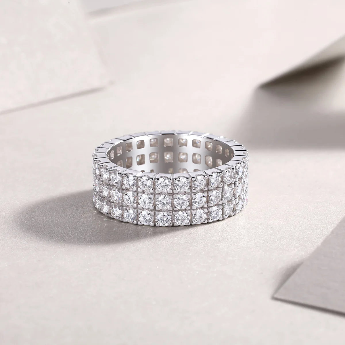 D Color Women Moissanite Ring s925 Silver Round Cut Moissanite Row Rings for Women Luxury Women Full Moissanite Ring