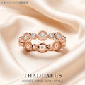 Round Circles Rose Gold Ring Fine Jewerly For Women Spring Brand New Romantic Gift In Real 925 Sterling Silver