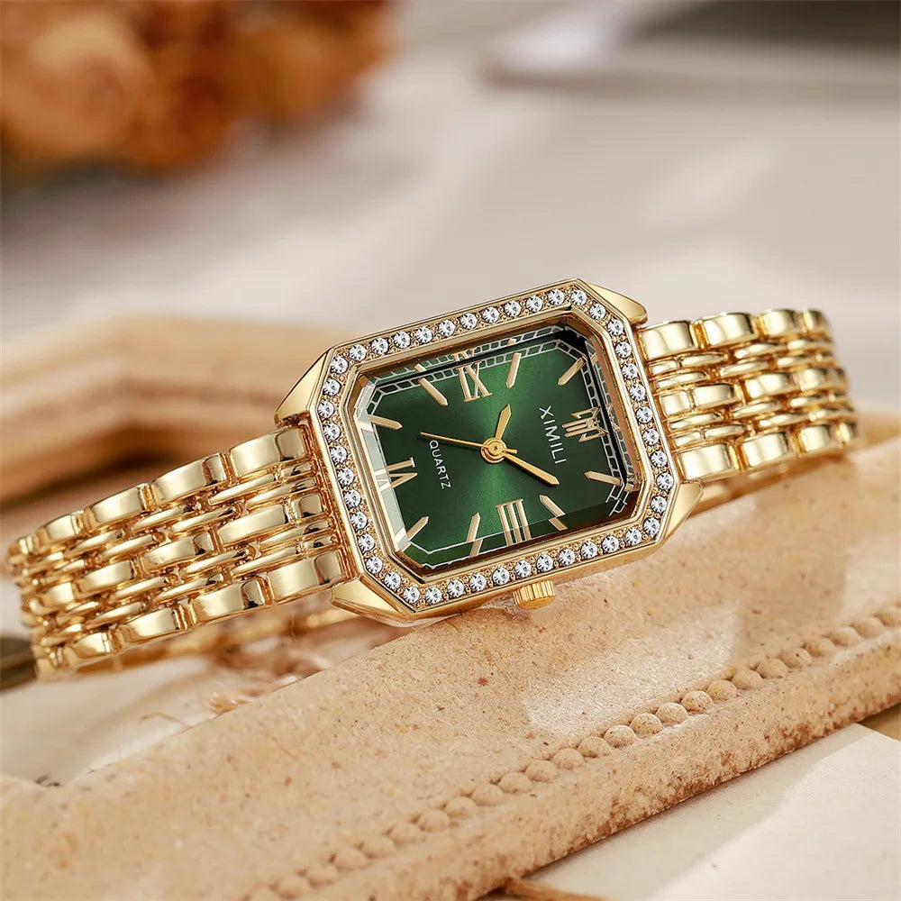 Top Brand Watch Women Business Simple Diamond Gold Watches Casual Female Student Fashion Quartz Clock Wristwatches