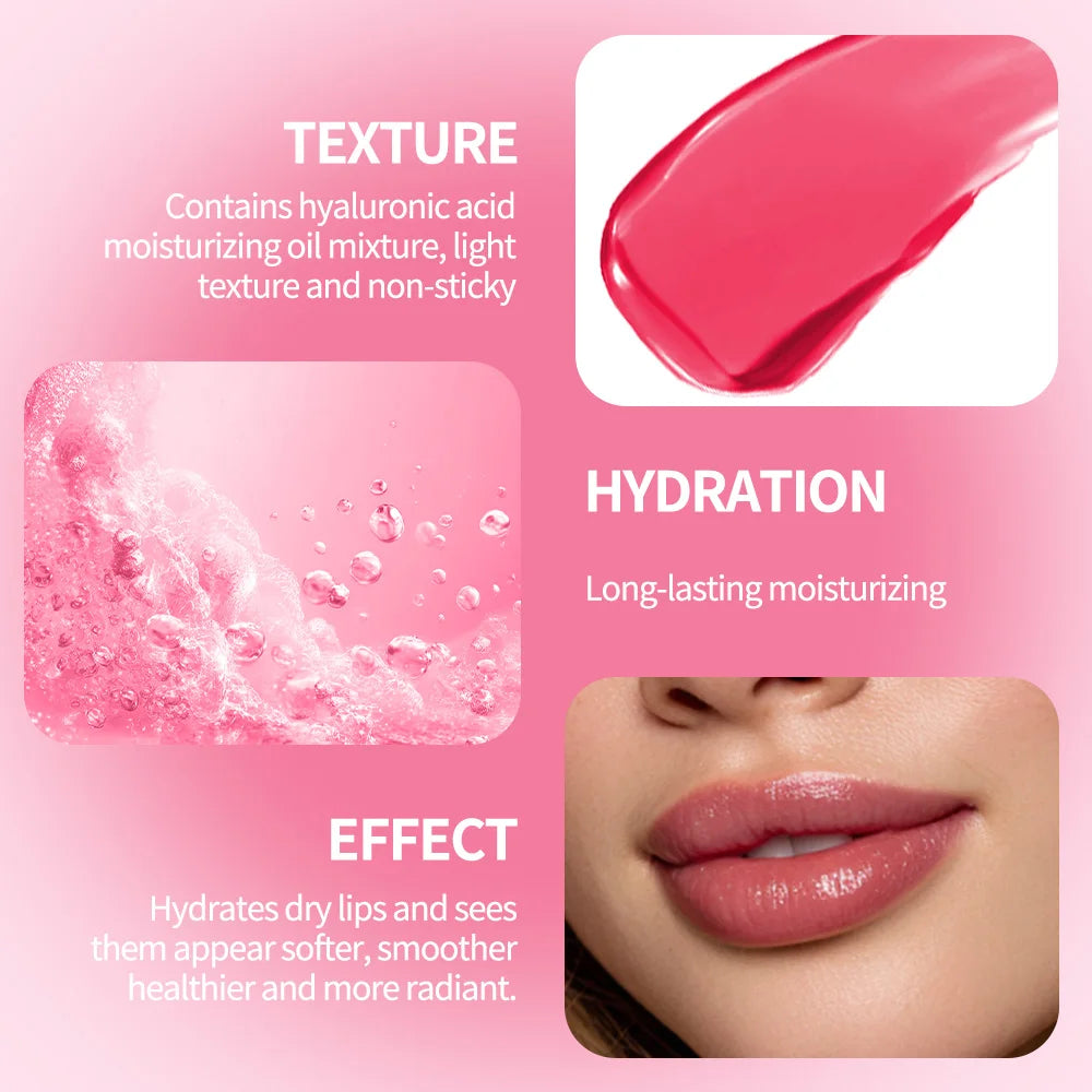 Lip Balm Glossy Glazed Finish Improves Lip Lines Hydration Plump Lip Balm 24HR Long Lasting Moisturizing Treatment 10 Colors