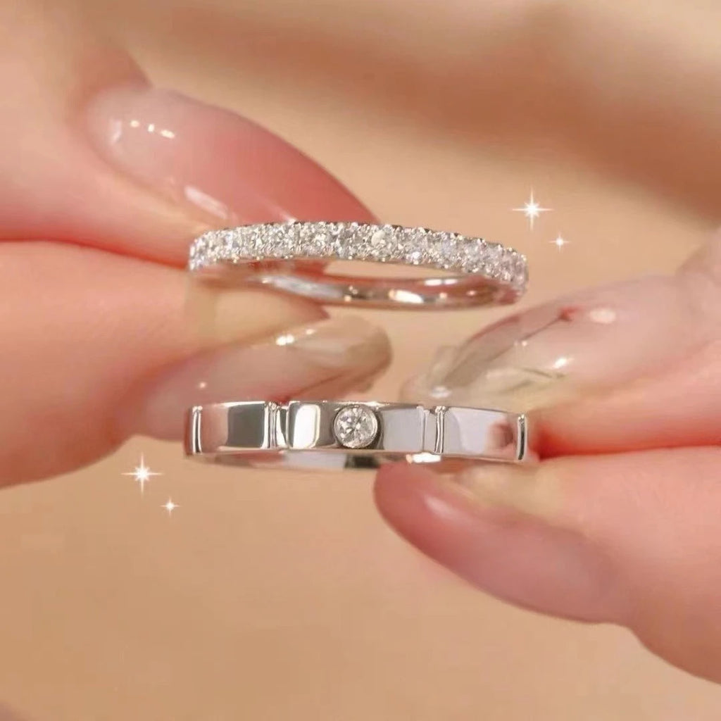 2 pcs 925 Silve Gorgeous Shiny Zircon Stone Ring For Women Engagement Wedding Luxury High Quality couple rings Sterling Silver