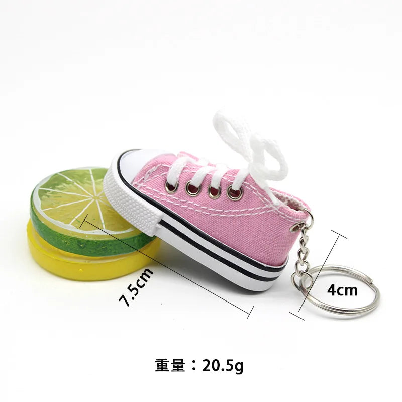 Mini High-top Canvas Shoes Keychains Women Creative Bag Hanging Sneaker Key Ring Car Key Holder Students Fun Gifts Accessories