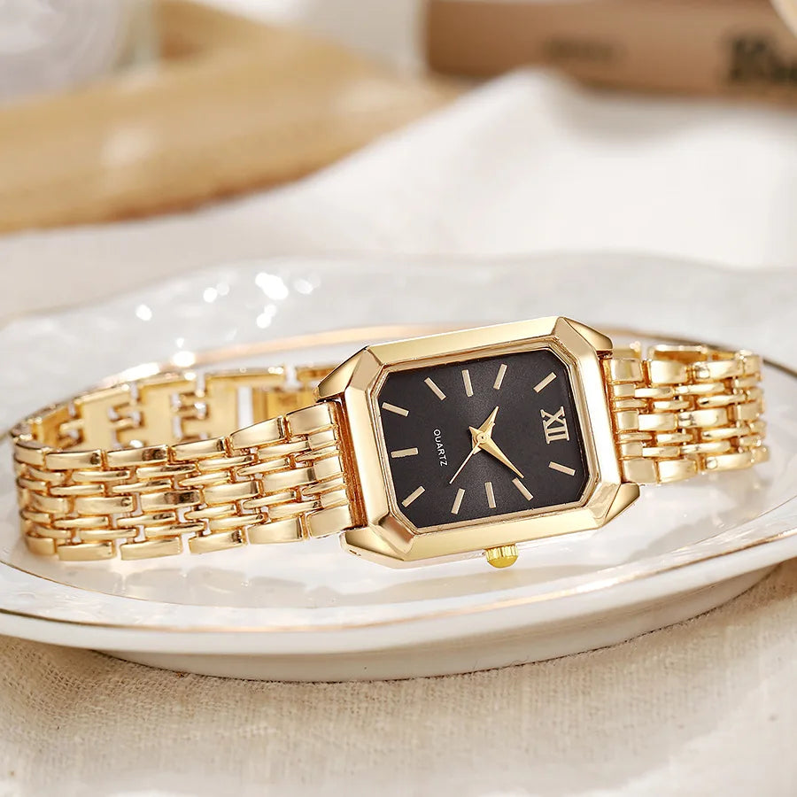 Light luxury steel strip women's watch female student fashionable simple square quartz watch