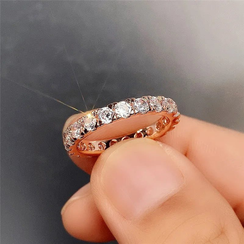 925 Sterling Silver Finger Ring for Women Shiny Cubic Zirconia Delicate Female Accessories Versatile Jewelry Gifts