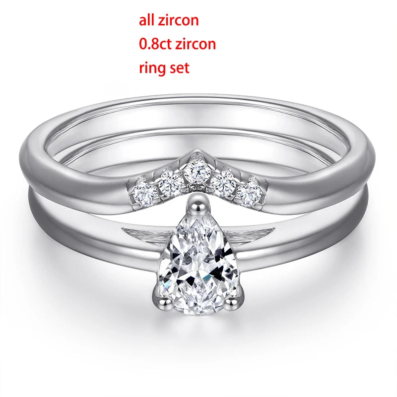 TFGLBU Teardrop Moissanite Rings Oval Cut 1/2/3/4CT Real S925 Sterling Silver Jewelry For Wedding Engagement Ring With Certified