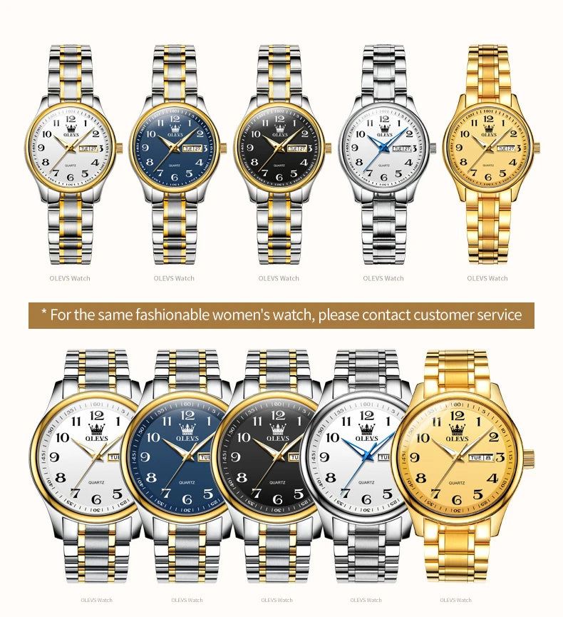 OLEVS Luxury Quartz Watch for Women Elegant Stainless Steel Watch Luminous Waterproof Week Date Wristwatch Ladies Dress Watch