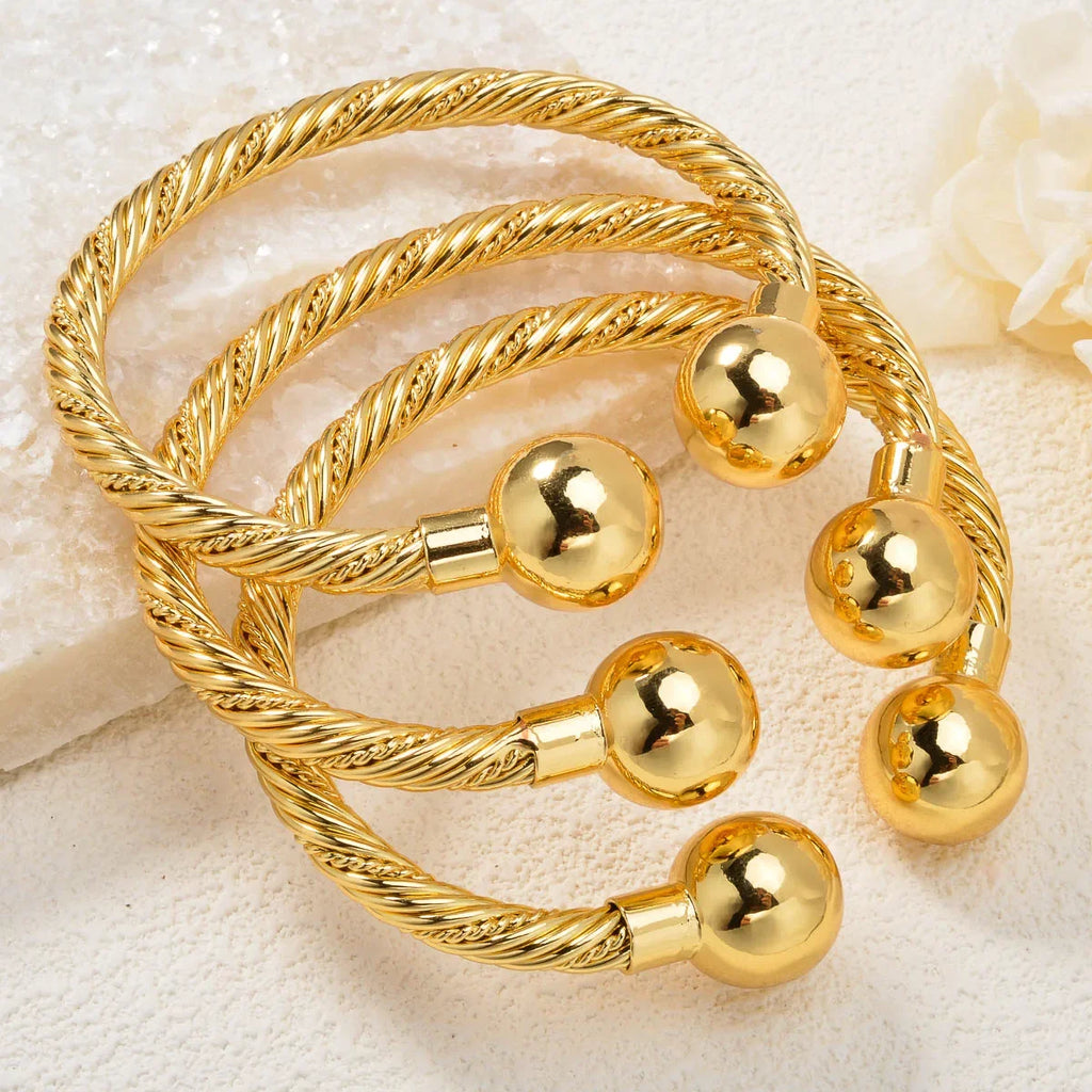 Diana Baby Jewelry on Hand 18K Gold Plated Bangle Women Jewelry Luxury Twist Charms African Cuban Dubai Birthday Gift Female