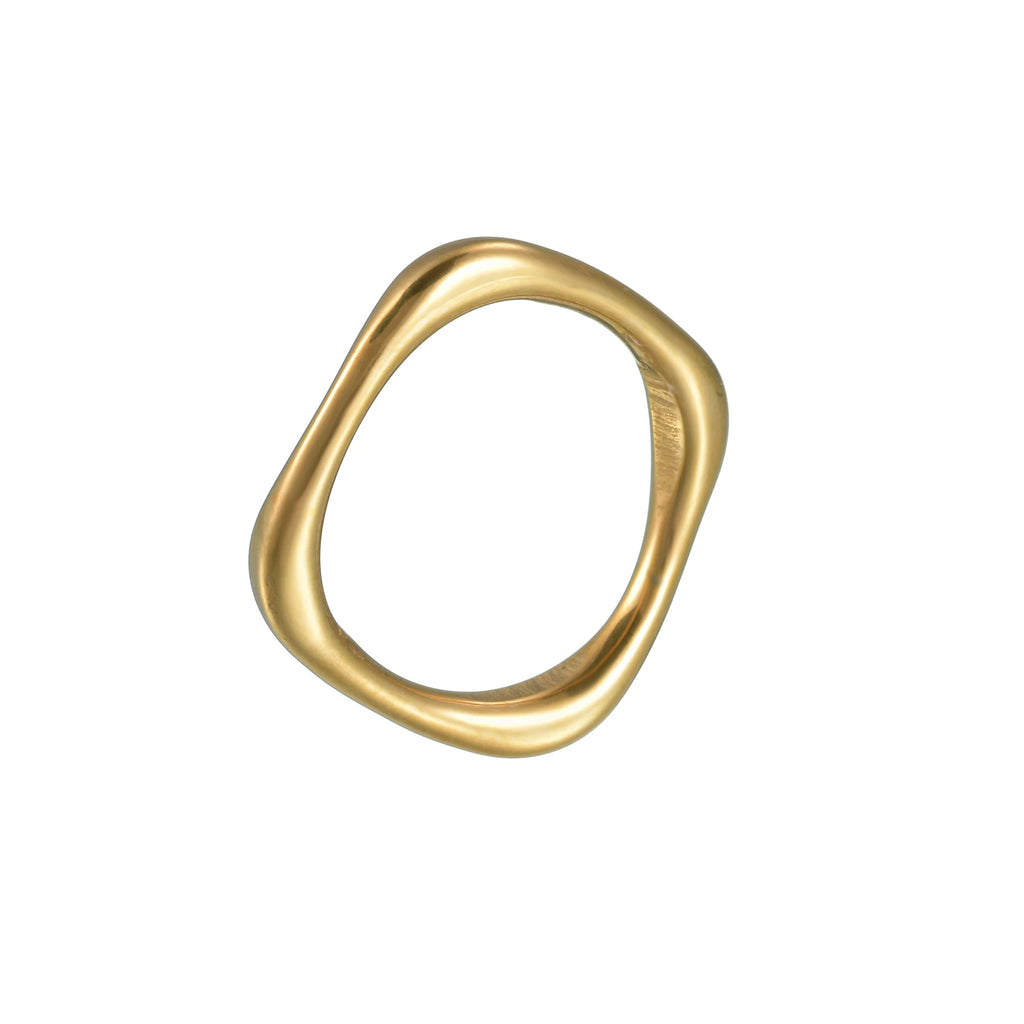 Trendy Dainty Square Ring Women Stainless Steel Geometric Thin Design Gold Silver Color Fashion Jewelry Gifts