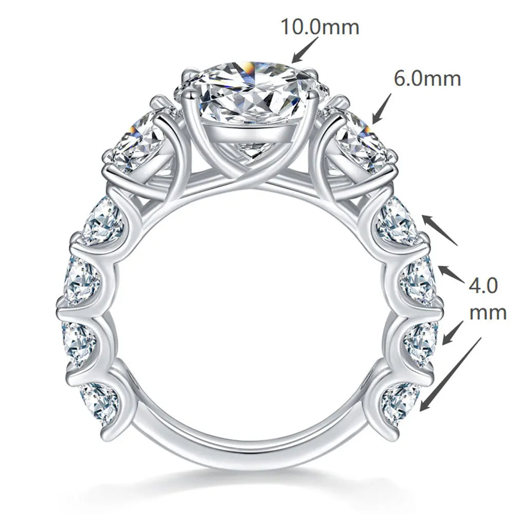 KNOBSPIN 8ct D Color All Moissanite Ring s925 Sliver Plated 18k White Gold Wedding Band Engagement Rings For Women Fine Jewelry