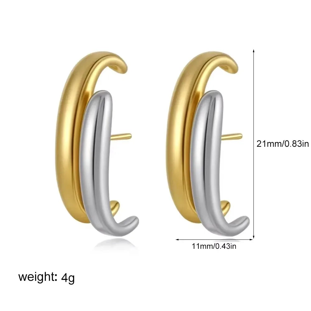 Stainless Steel Mix Color PVD Round Tube O-Shaped Hoop Earrings for Women Vintage Zircon Huggie Ear Ring Waterproof Jewelry Gift