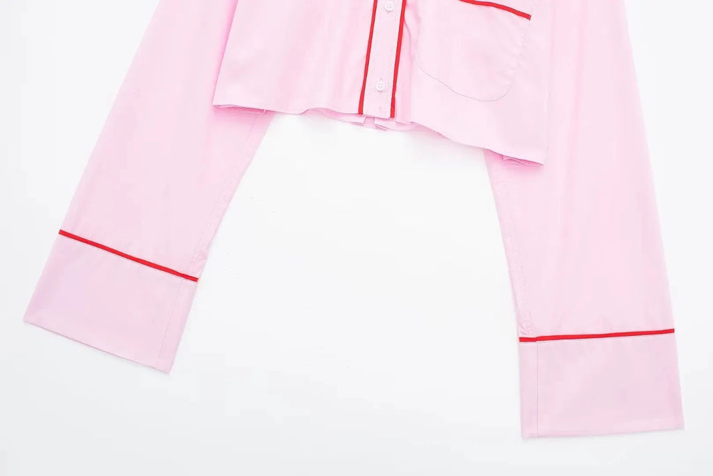 2024 Spring Woman Sets Lapel Long Sleeves Single Breasted Shirt Top +Mid Elastic Waist Lace-Up Female Wide Leg Long Pant