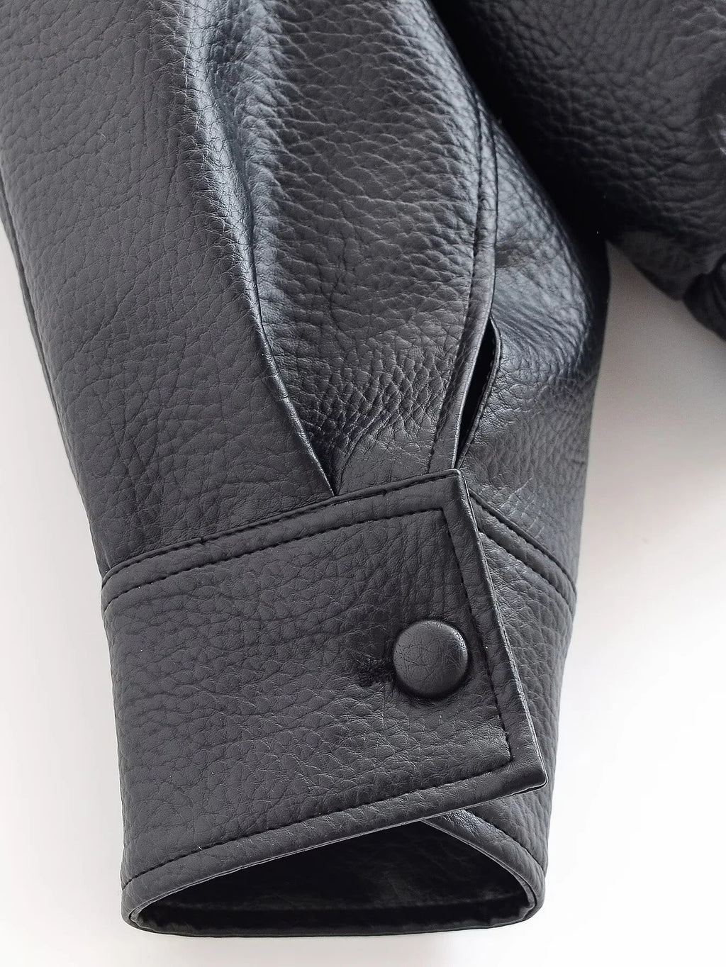 ZERAINS Autumn new women's clothing European and American fashion loose imitation leather long sleeved stand up collar jacket