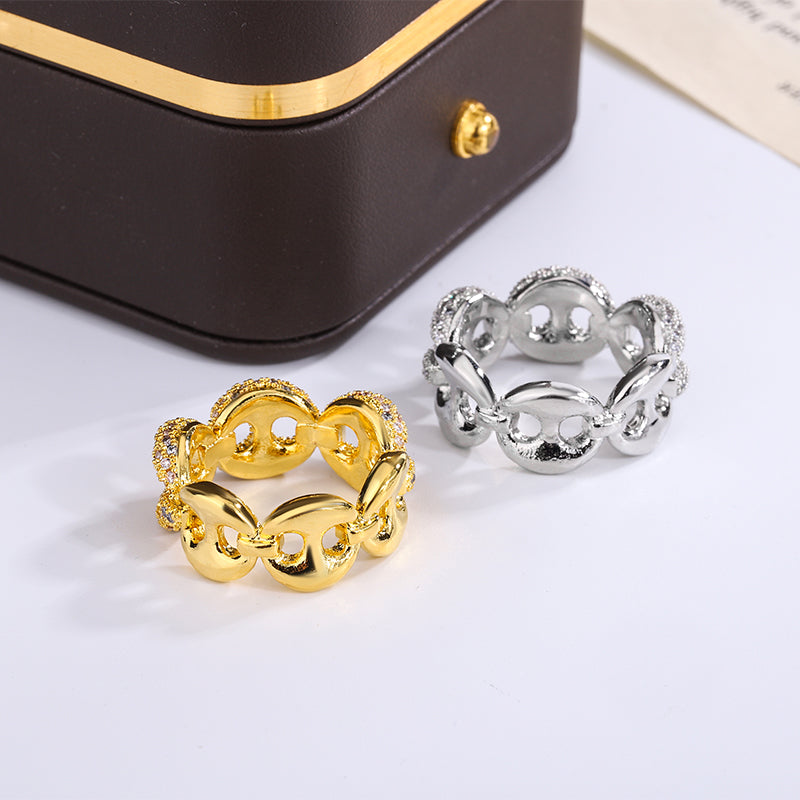 Elegant Interwoven Shiny White Zircon 925 Silver Plated Ring Ladies Couple Anniversary Party Birthday Jewelry Gift Generation