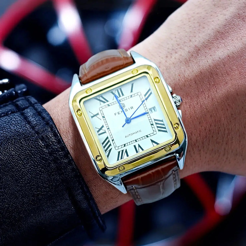 High-End Business Casual Men's Quartz Watch, Square Dial, Waterproof with Calendar Display, Leather Strap, European and American Style, Fashionable, Simple, Versatile and Handsome Men's Watch, Suitable for Various Occasions,