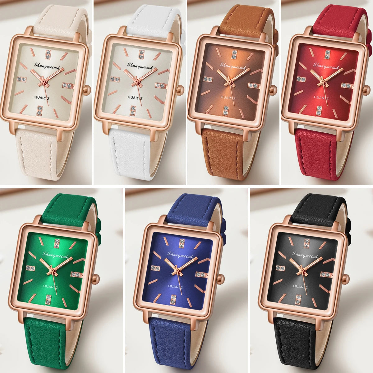 Fashionable Luxury Elegant Minimalist Women's PU Leather Quartz Wrist watch Student Business Gift