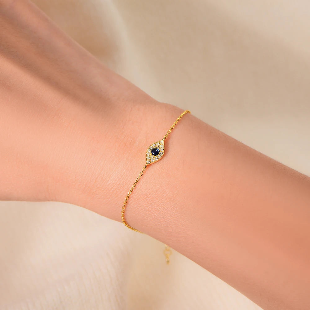 Dainty Evil Eyes anklet Adjustable Chain Jewelry wholesale Women beach jewelry 14K Gold Plated anklet