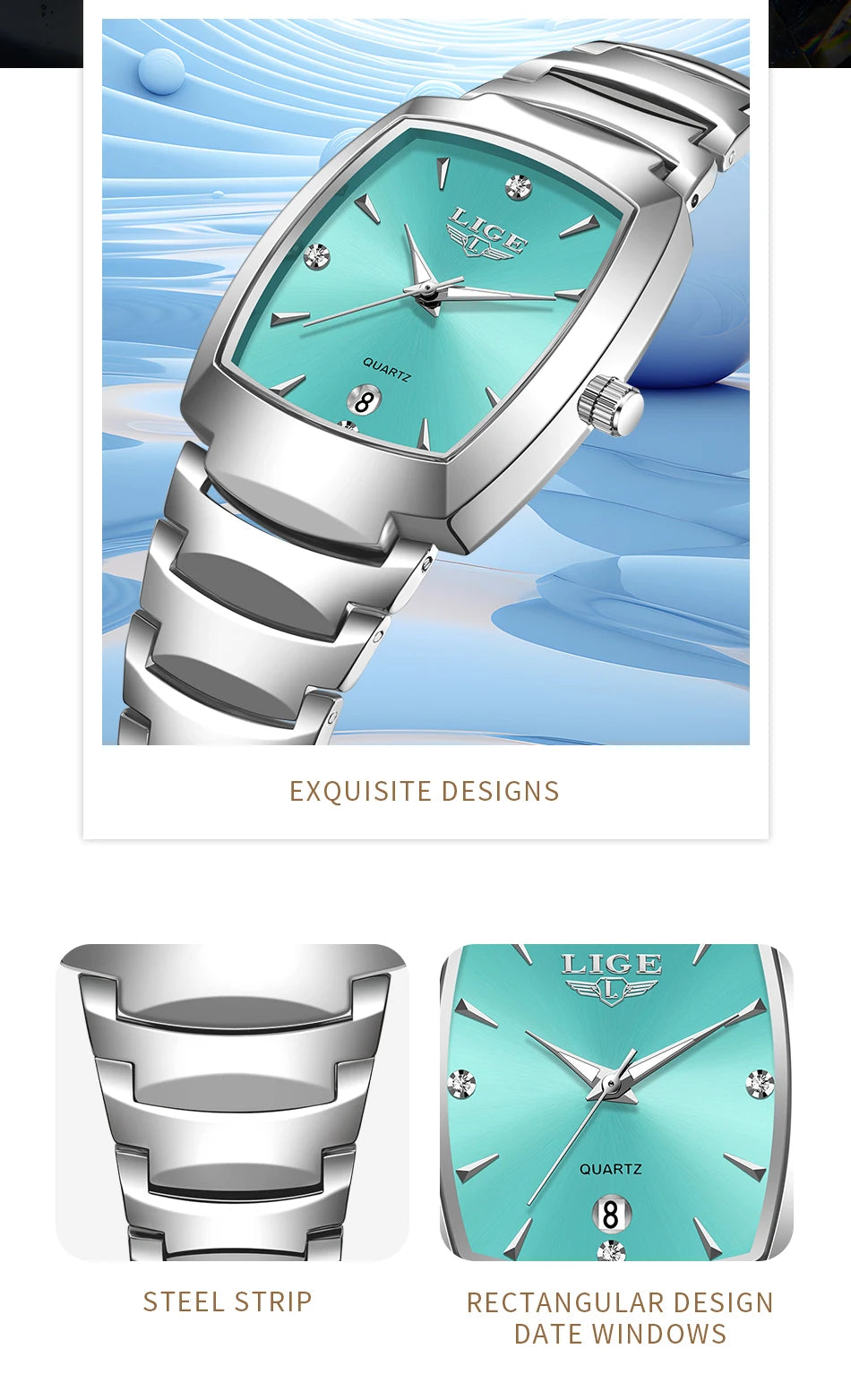 LIGE New Ladies Waterproof Watch Luxury Stainless Steel Women Watches Creative Fashion Original Elegant Quartz Wristwatch Gift