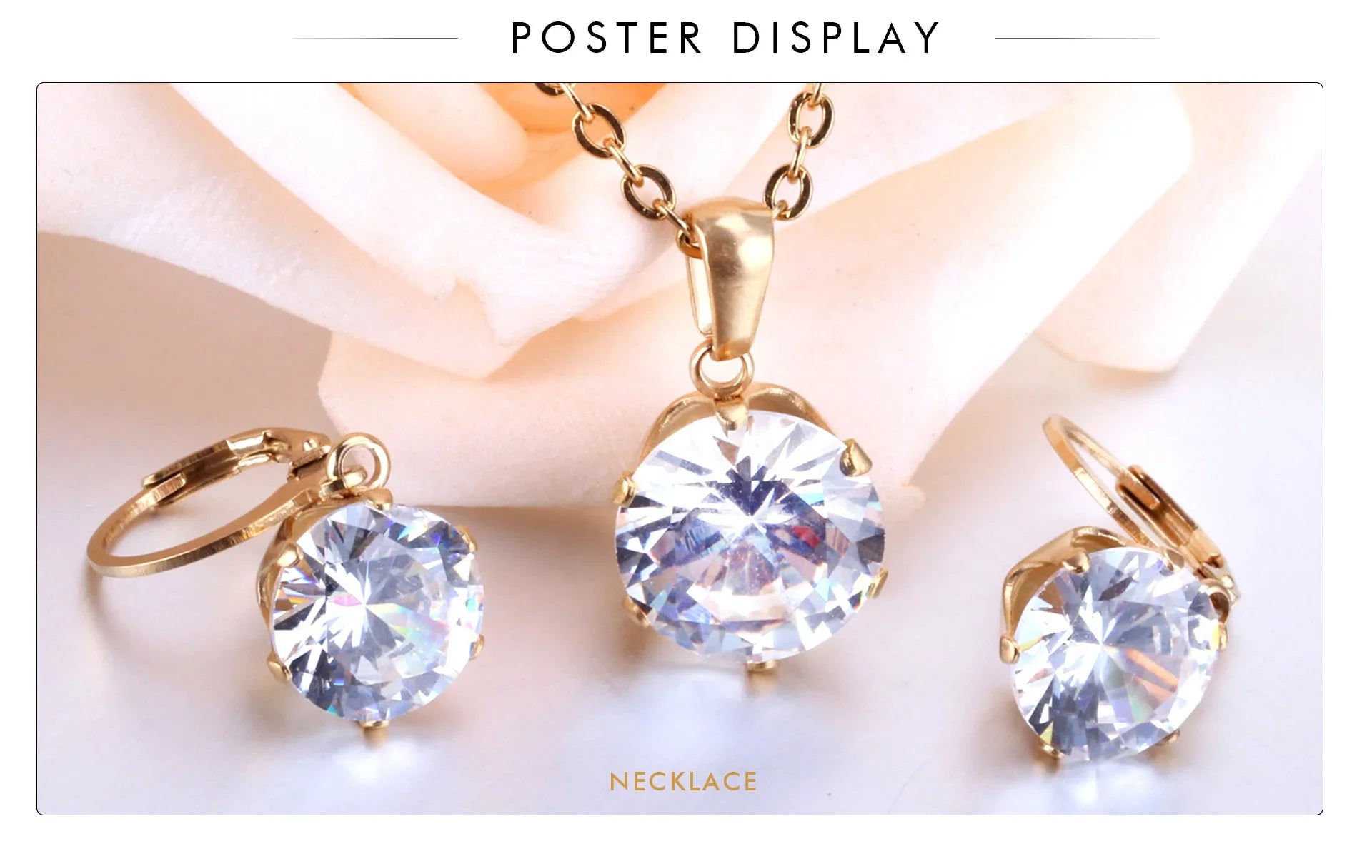 Delicate Jewelry Sets Charm White Blue Pink Color Bling Crystal Pendant Necklace Earring Brinco Wedding Dainty Daily Wear Bijoux