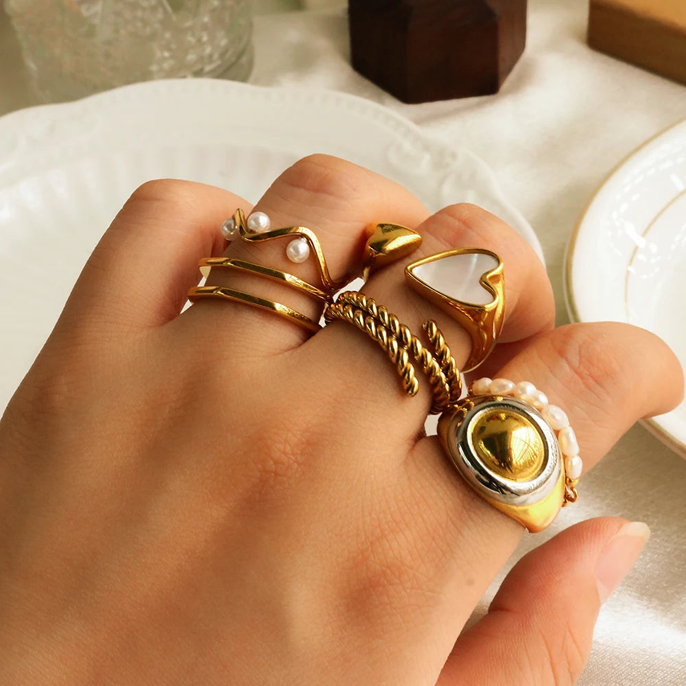 Dainty Stainless Steel Beads Stackable Ring for Women Girl Statement  Minimalist New Fashion Wholesales Jewelry Gift