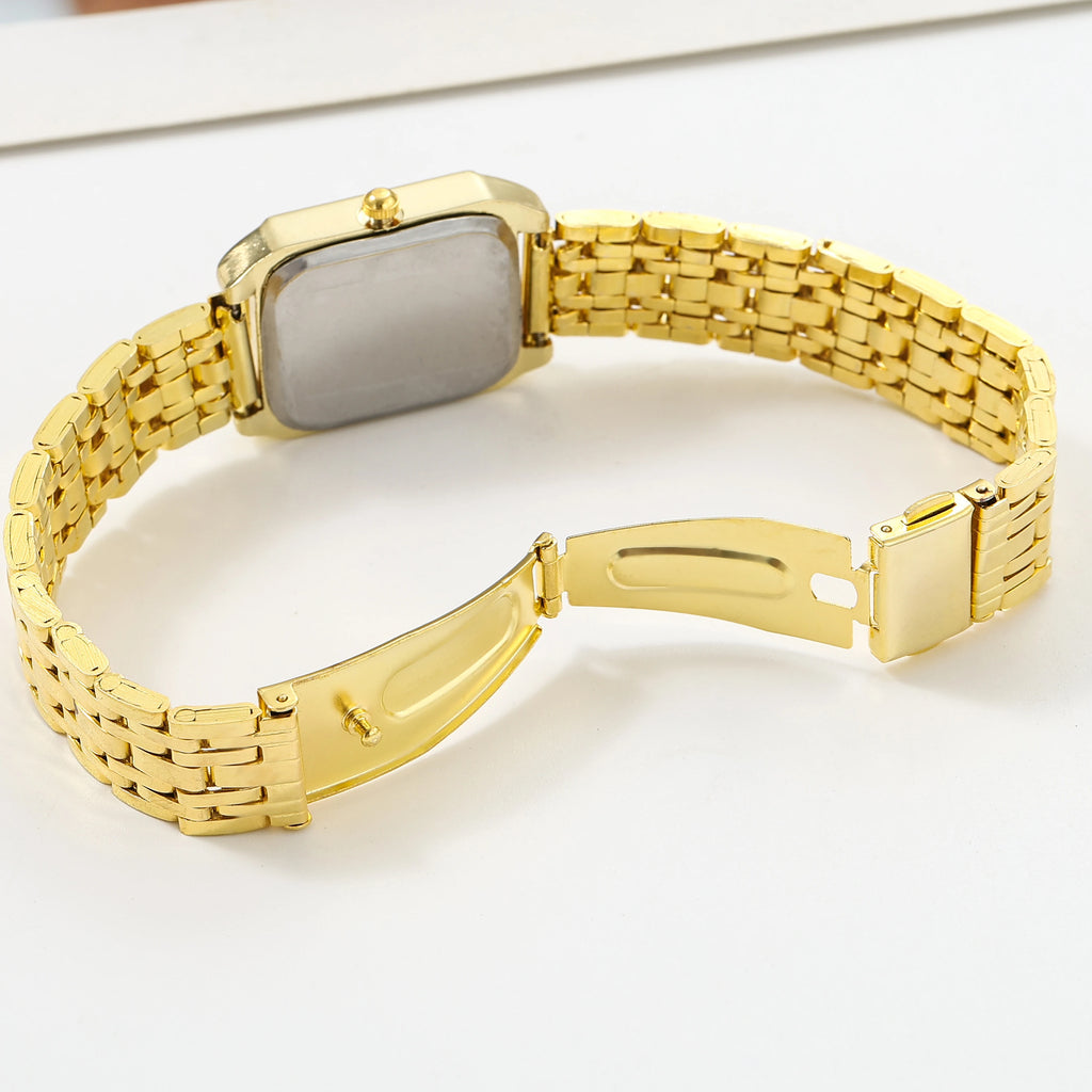 Versatile and Simple Women's Square Ins-Style Steel Band Quartz Watch, Stylish and Elegant Bracelet Watch Set