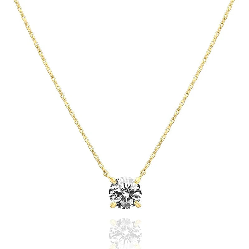 OXTAO Certified Moissanite Solitaire Necklace Necklace 5mm/4mm D Color VVS1 for Women 14K Gold Filled Four-claw Necklace Jewelry