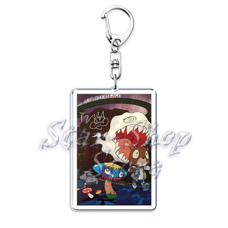 Popular Rapper YE Keychains for Accessories Bag Graduation Kanye Dropout Bear Key Chain Keyring Jewelry Fans Friends West Gifts