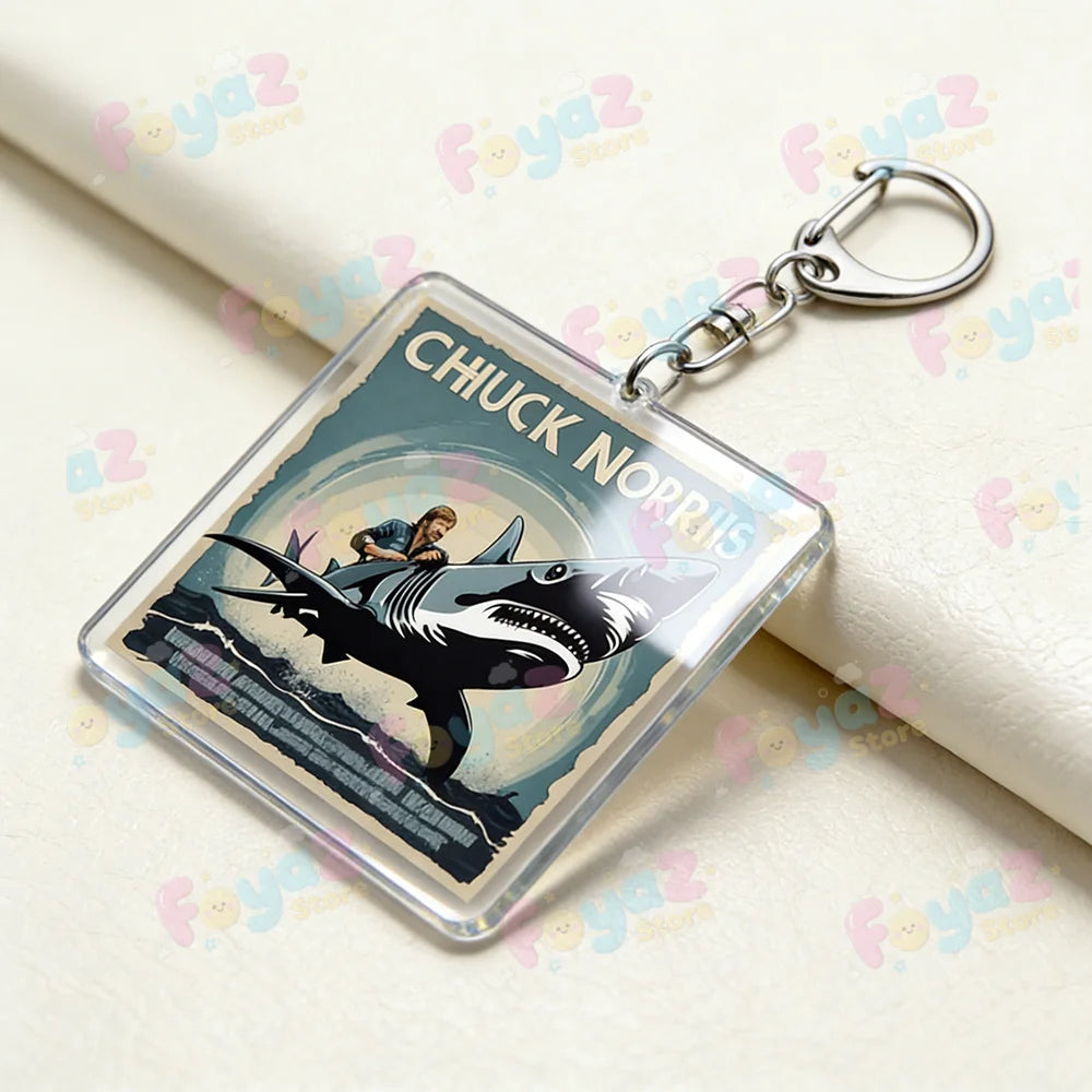 Funny Chuck Norris Actor Keychains for Accessories Bag Charm Meme Keyrings Jewelry Friends Birthday Gifts