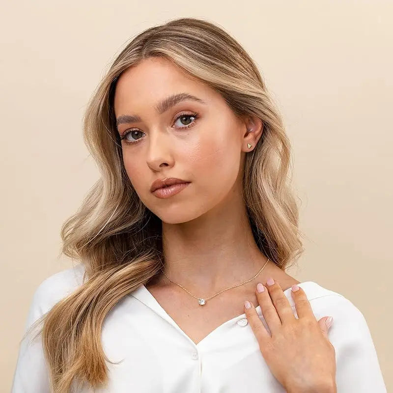 OXTAO Certified Moissanite Solitaire Necklace Necklace 5mm/4mm D Color VVS1 for Women 14K Gold Filled Four-claw Necklace Jewelry