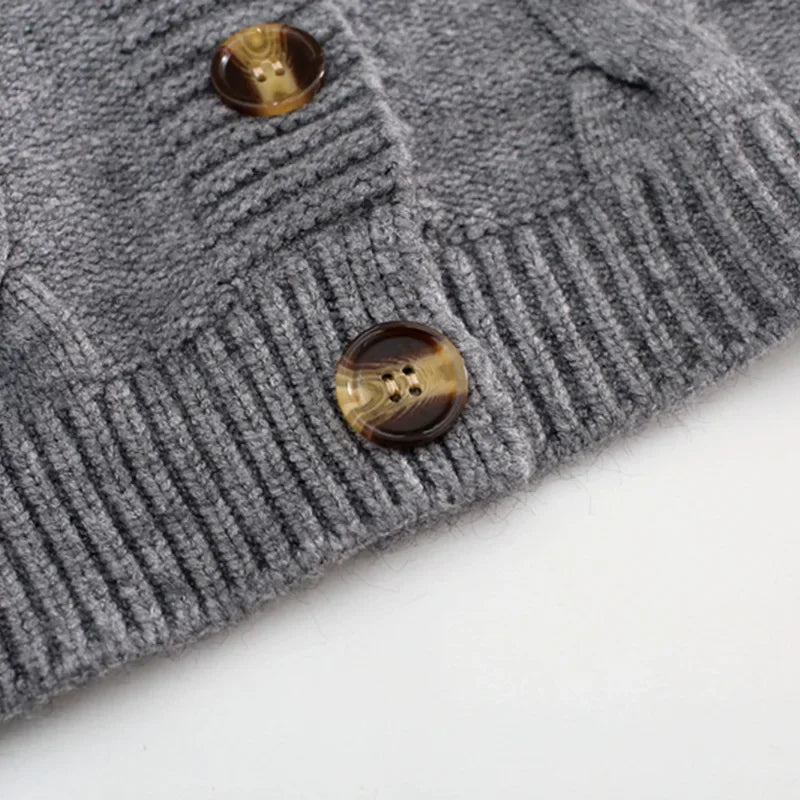 2025 V Neck Cropped Cardigan Women Long Sleeve Twist Knitted Sweater Coats Autumn Winter Keep Warm Korean Fashion Cardigan