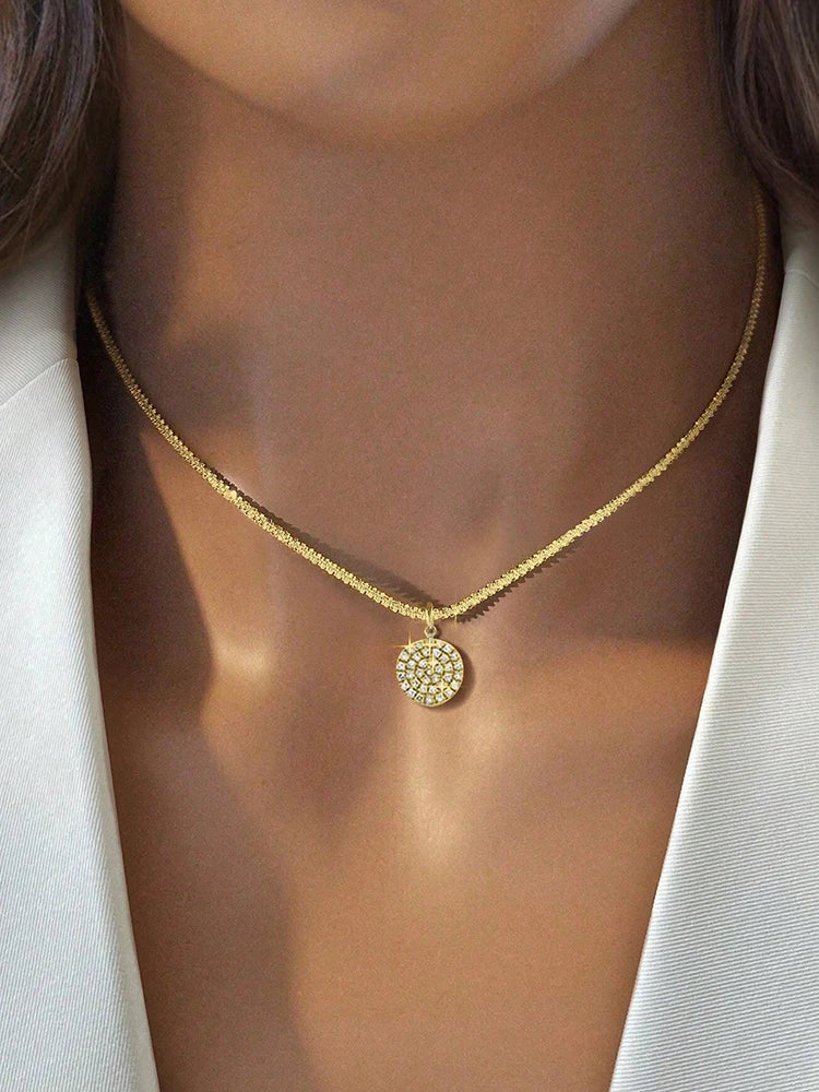 925 Sterling Silver Simplicity Classic Gorgeous Zircon Round Necklace For Women Anniversary Party High Quality Fine Jewelry