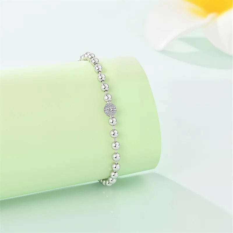 Original 17-20CM 925 Sterling Silver Classic Love Forever Bead Bracelet For Women Fine Anniversary Jewelry