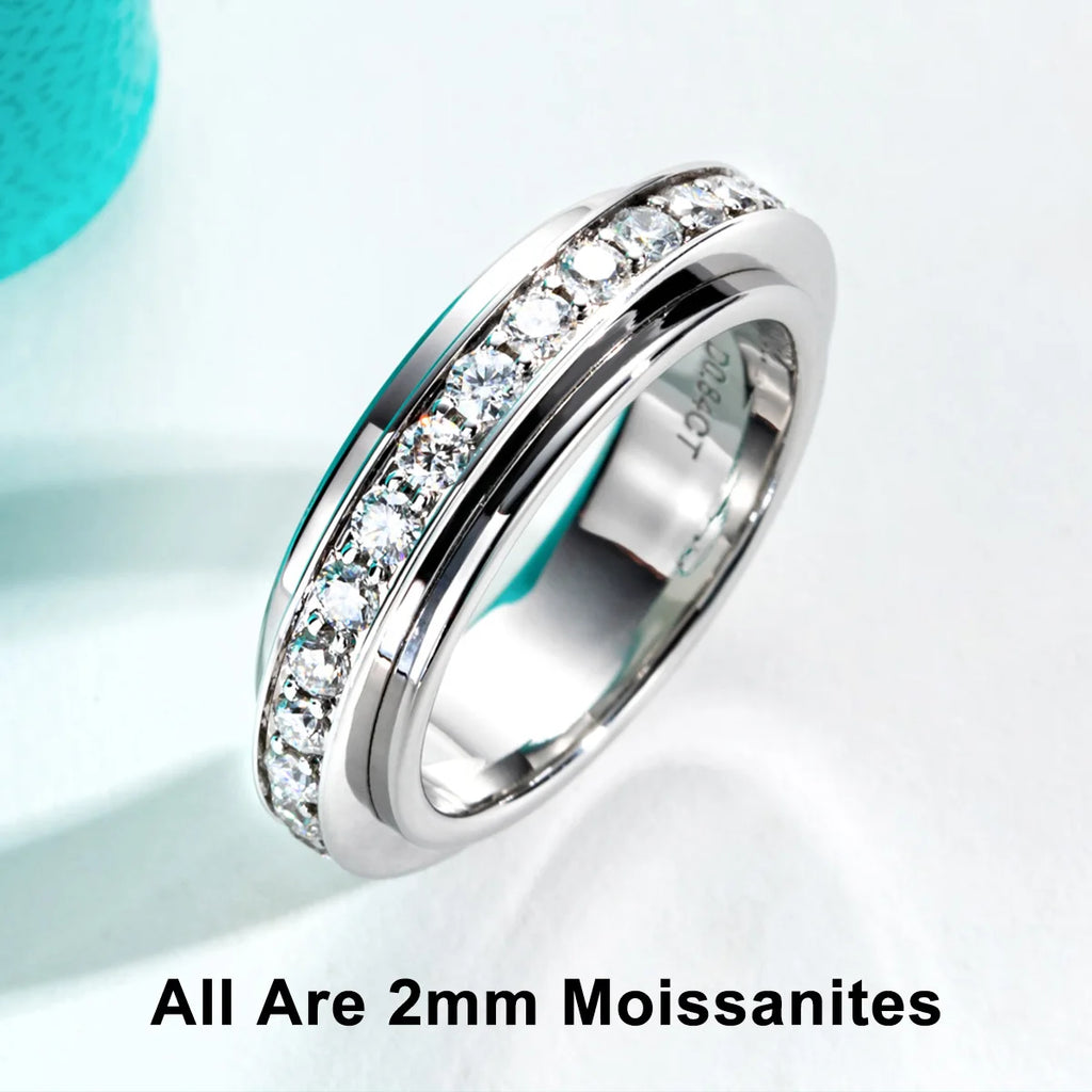 AnuJewel Moissanite Spinner Eternity Band Rings 14k Gold Plated Fidget Spinners Wedding Band Ring Unzip Jewelry Gifts Wholesale