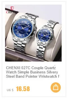 CHENXI 039 Couple Exquisite Watch Quartz Top Brand Luxury Fashion Stainless Steel Silver White Male and Female Couple Watch Gift
