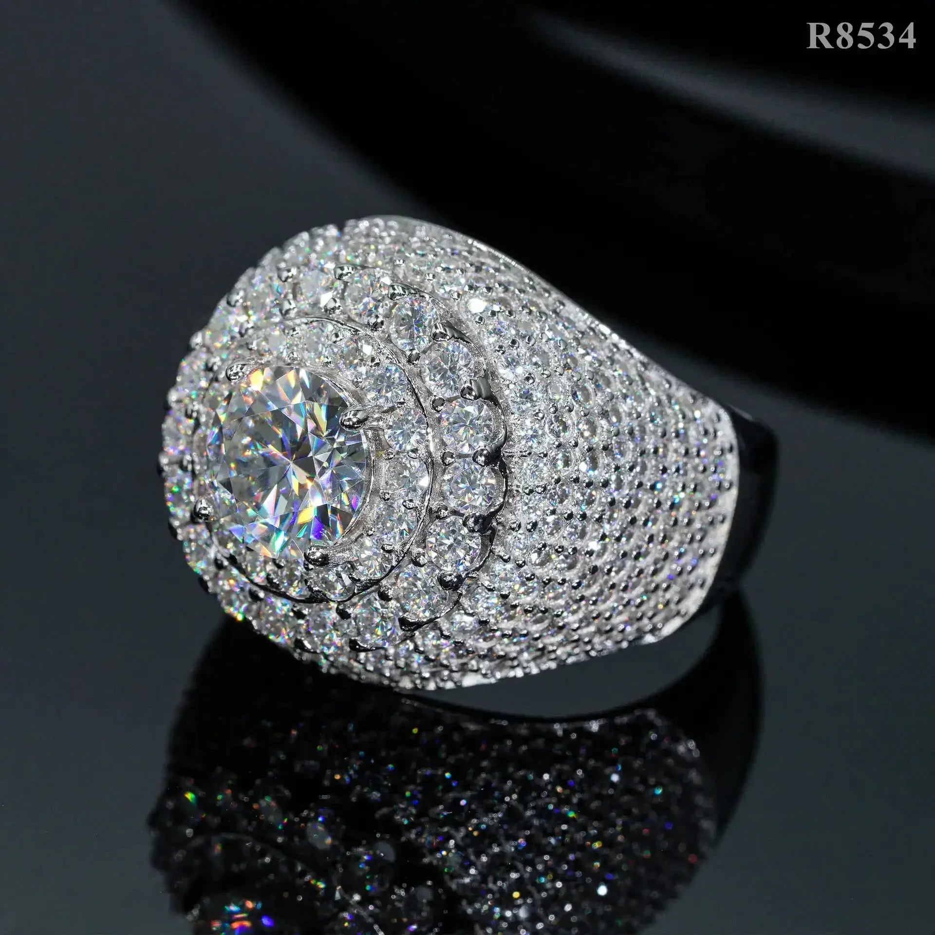 New  Modern Moissanite Rings for Men Hip hop Mosaic Ring Original 925 Sterling Silver Jewelry Moissanite Diamond Rings for Men