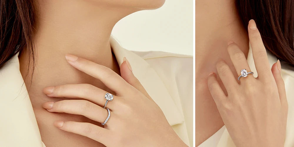 M-JAJA 1-3ct Moissanite Engagement Ring for Women Oval Cut D VVSI Diamond Wedding Band Bridal Sets S925 Silver Solitaire Ring