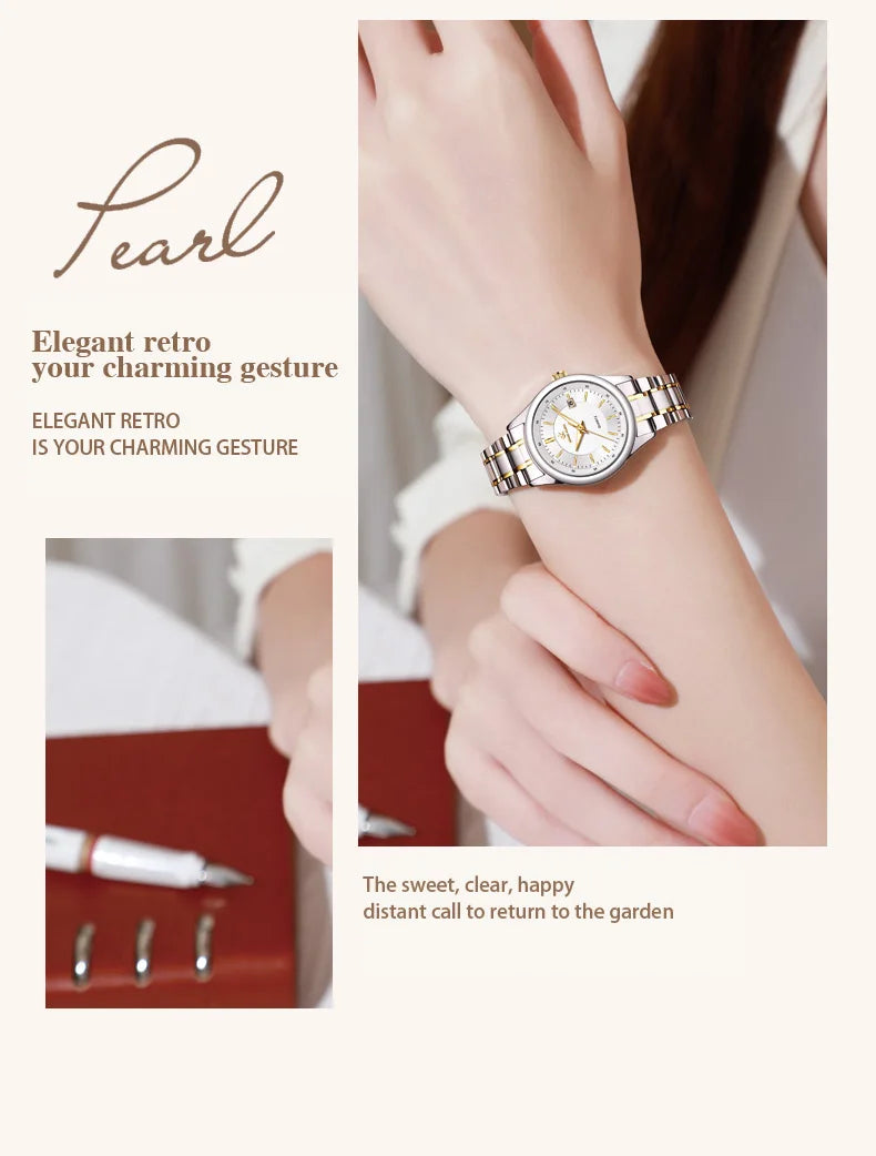 ERNIE KLEIN Women‘s Watches Simple Luxury Fashion Elegant Female Wristwatch Waterproof Luminous Date Exquisite Gift for Girl