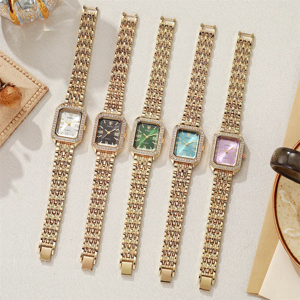 Top Brand Watch Women Business Simple Diamond Gold Watches Casual Female Student Fashion Quartz Clock Wristwatches