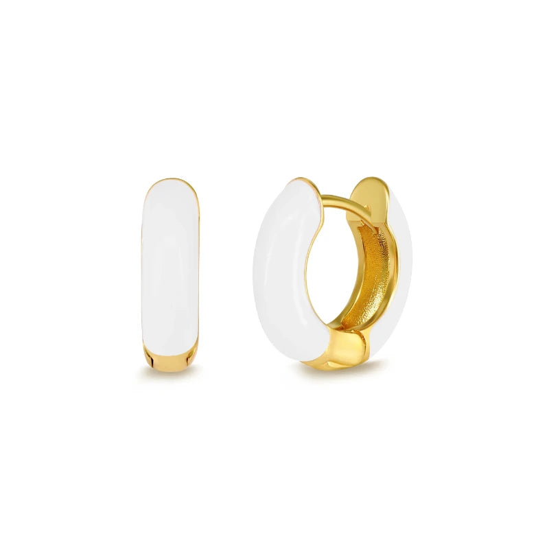 Single Colorful Enamel Women Round Earring Huggie Ear Hoop 2025 New Trend White Orange Green Pendientes Aretes Jewelry Wholesale