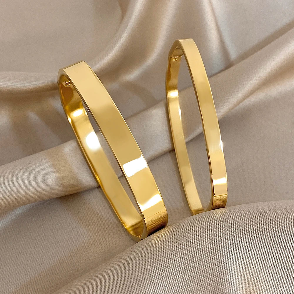 Greatera 5/8mm Wide Bracelet Square Adjustable Delicacy Original Design Stainless Steel Popular Men Women's Bangle Jewelry Gift