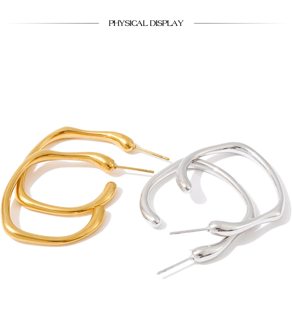 Yhpup Waterproof Minimalist Stainless Steel C-Shape Huggie Earrings for All Occasions Metal Versatile Daily Jewelry Wholesale