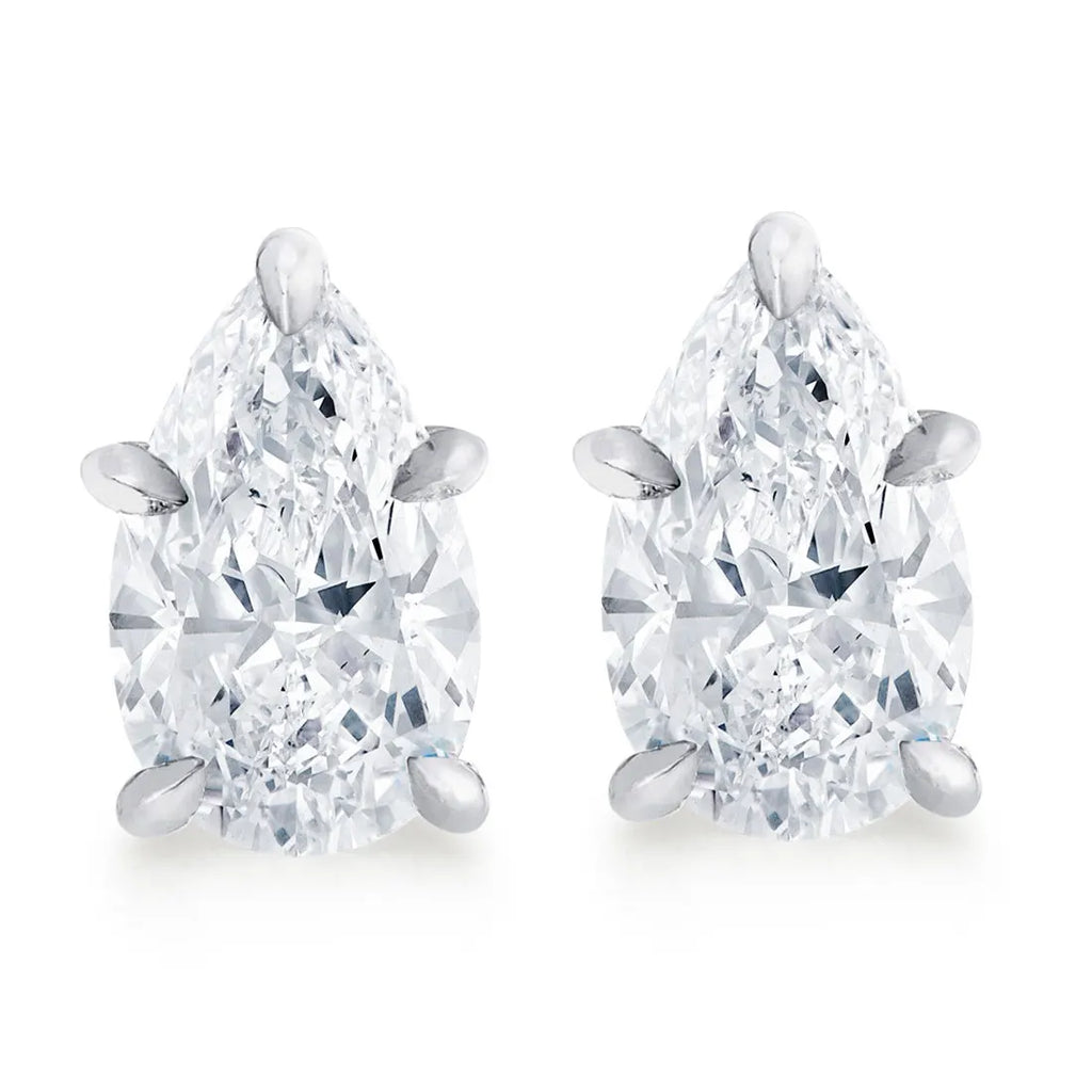 DEZO Total 2.0cttw Pear Cut Moissanite Earring For Women Solid 925 Sterling Silver Stud Earrings VVS D Color GRA Certificate