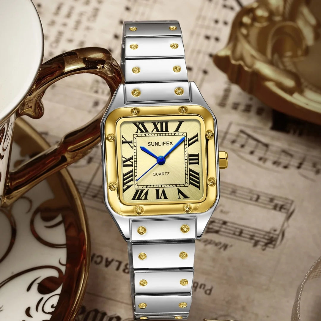 Ladies Fashion Quartz Watch Simple Square Dial Silver Wristwatch Women Business Stainless Steel Strap Watches Relojes Para Mujer