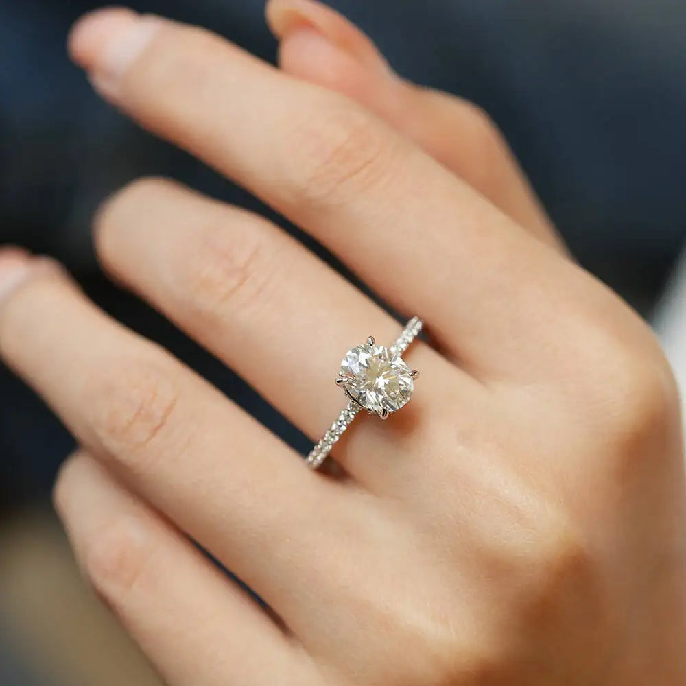 SG Oval Cut 1CT 2CT 3CT D Color Moissanite Rings For Women Lab Diamond Wedding Promise Band S925 Sterling Silver Jewelry
