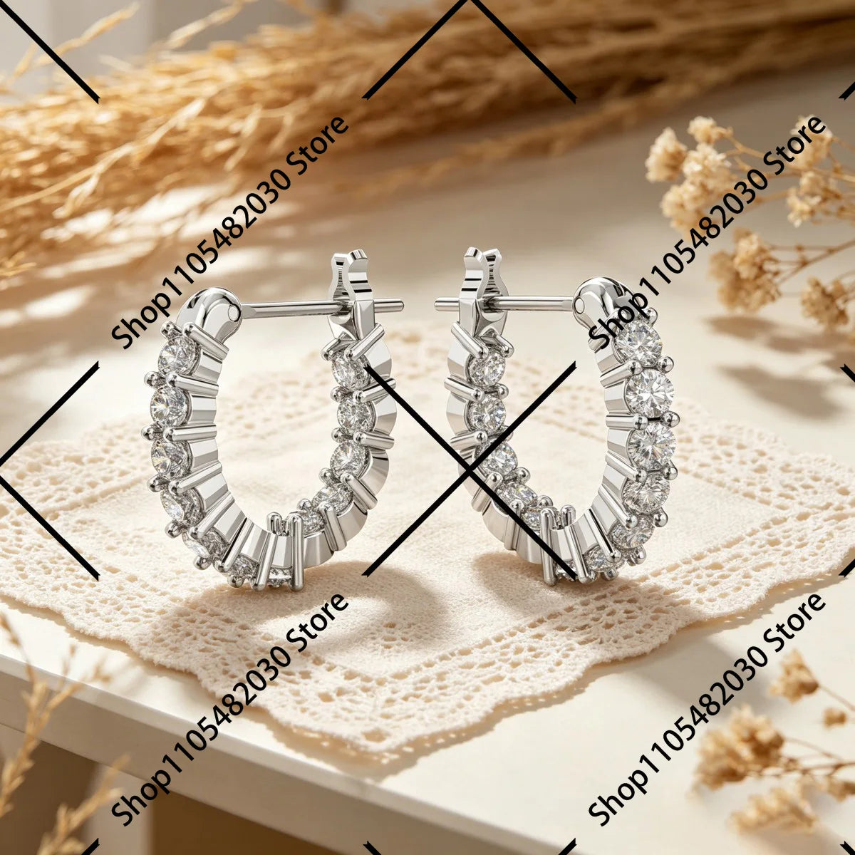 Classic Huggie Hoop Earrings Pave Design Fashion Earrings for Daily Use
