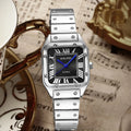 Ladies Fashion Quartz Watch Simple Square Dial Silver Wristwatch Women Business Stainless Steel Strap Watches Relojes Para Mujer