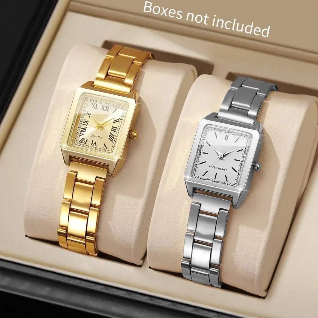 1/2PCS Fashion Square Women Watches Ladies Quartz Wristwatches Girls Clock Reloj Mujer（Without Box）