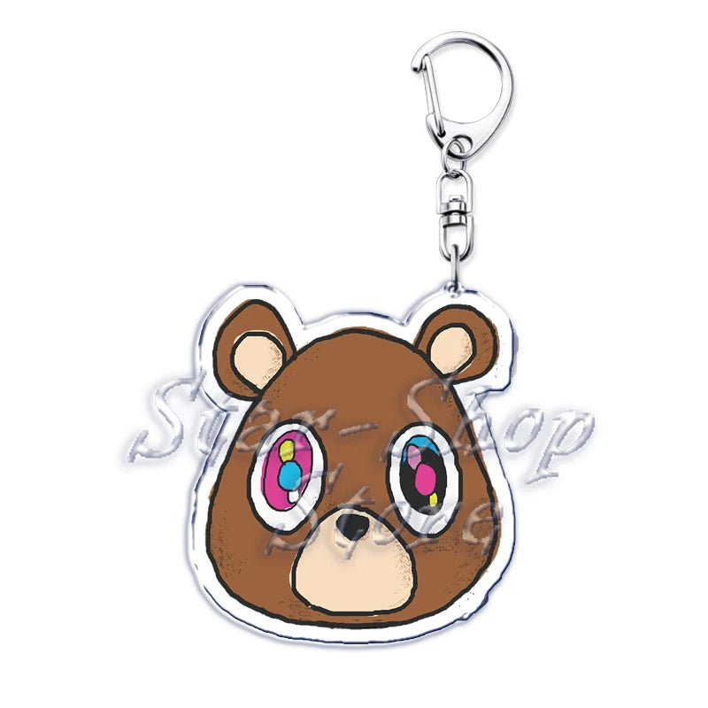 Popular Rapper YE Keychains for Accessories Bag Graduation Kanye Dropout Bear Key Chain Keyring Jewelry Fans Friends West Gifts