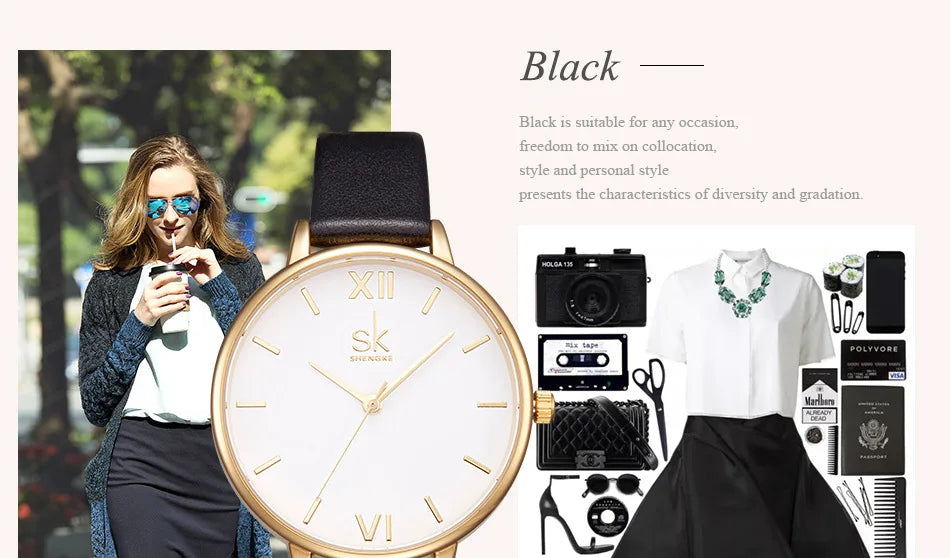 SHENGKE New Fashion Women Watches Top Brand Elegant Woman's Quartz Wristwatches Luxury Golden Clock for Lady Relogio Feminino